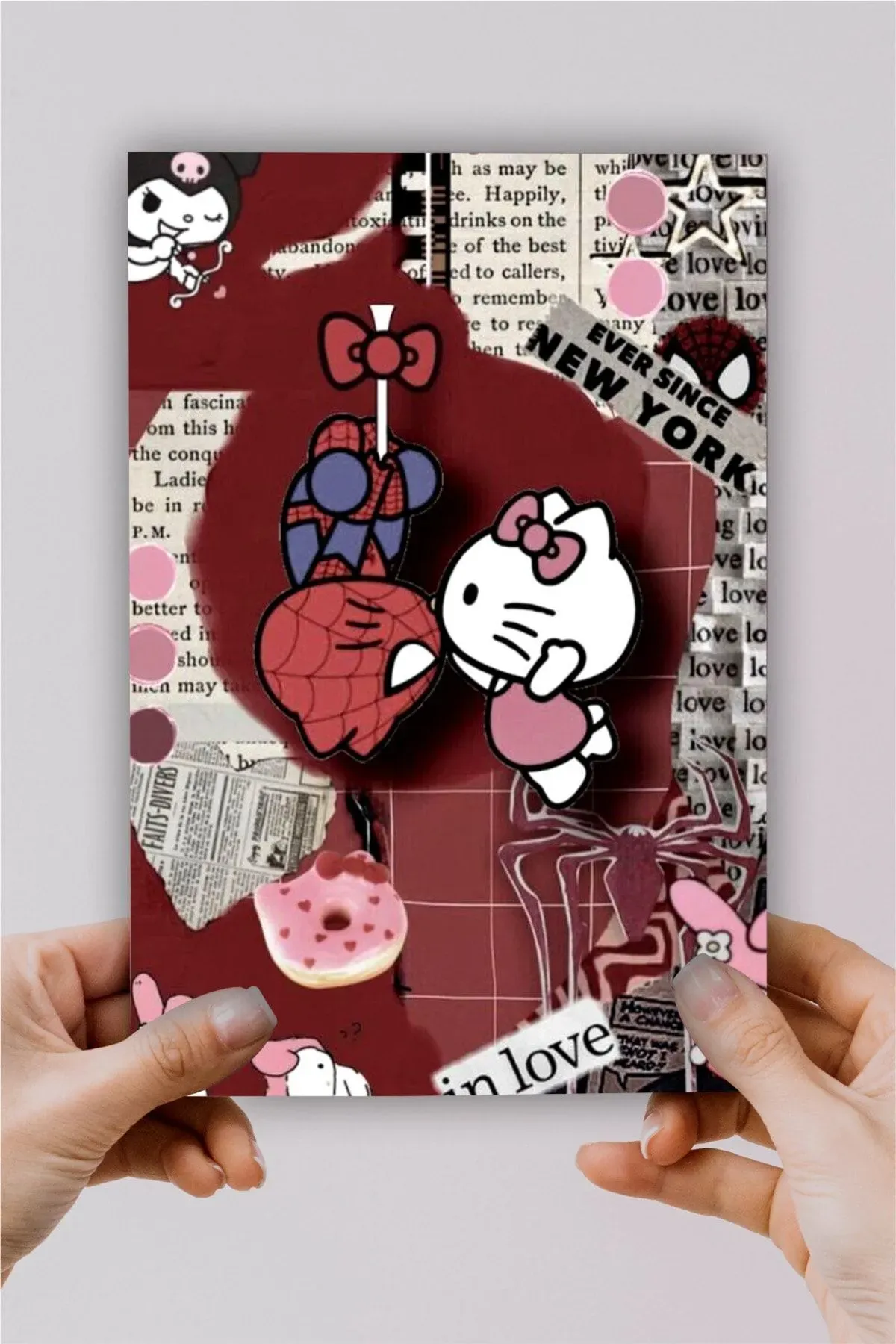 A5 Hello Kitty & Spiderman Kolaj Baskılı Defter