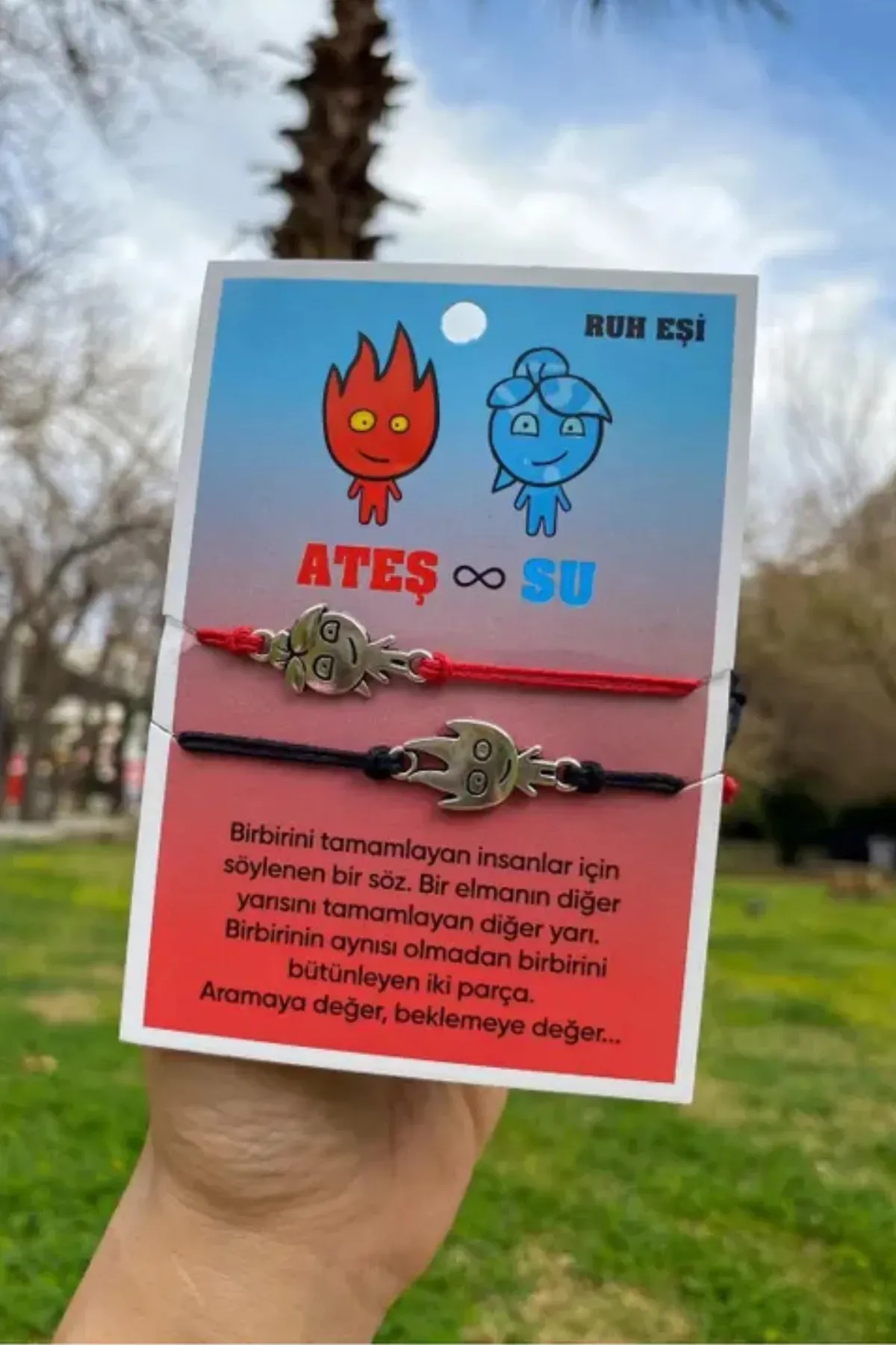 Ateş ve Su Çift Bileklik Hediye Seti