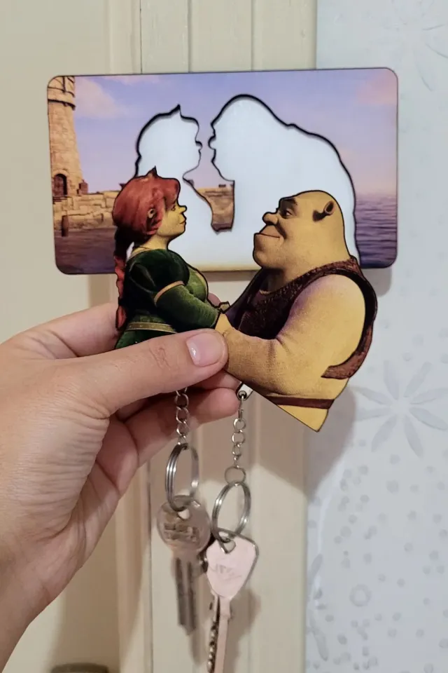 2’li Kapı Askılı Anahtarlık Seti Shrek ve Fiona Çift - Sevgili Set