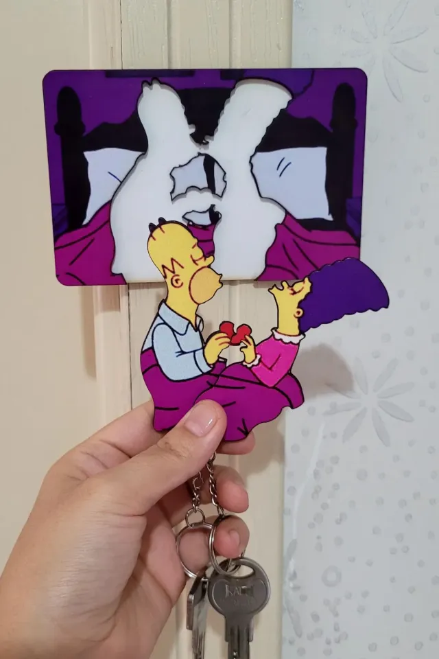 2’li Kapı Askılı Anahtarlık Seti Simpsons Homer Marge Çifti - Sevgili Set