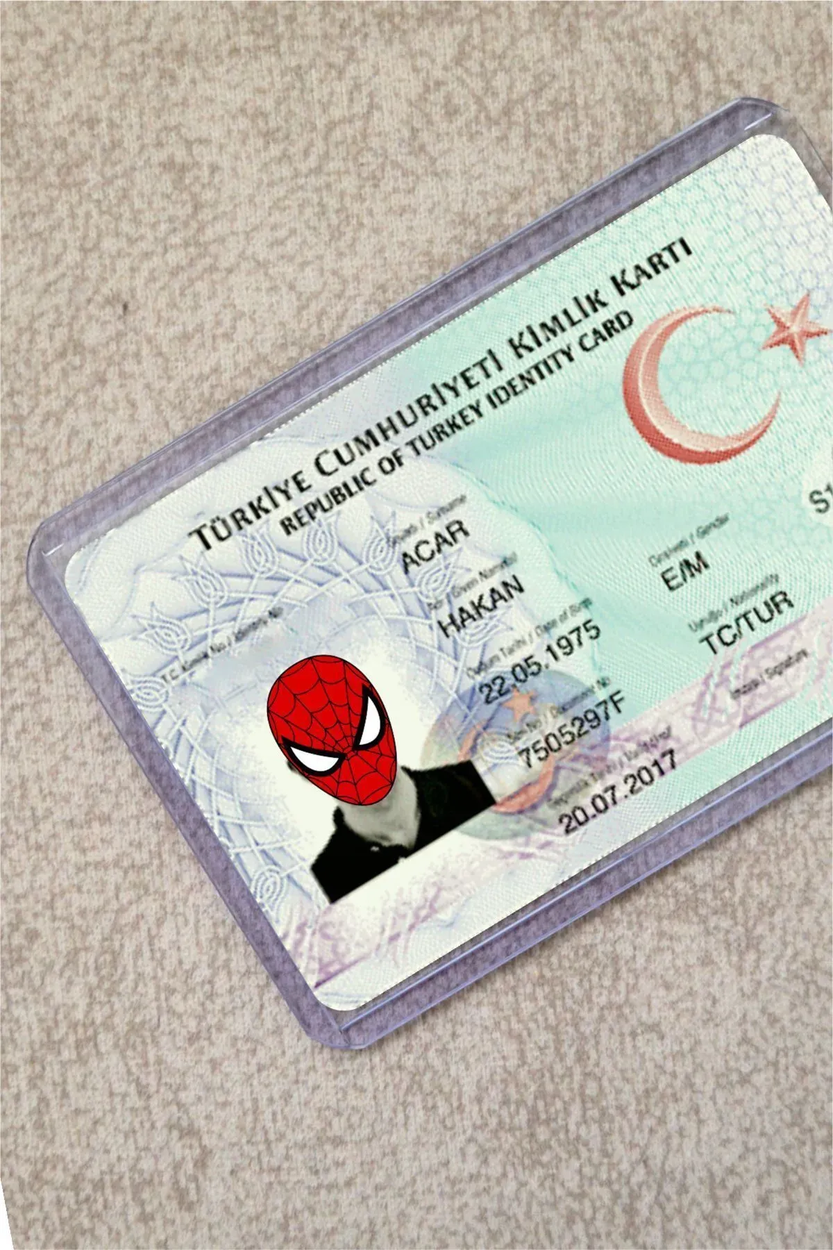 Spiderman Örümcek Adam Şeffaf Kimlik Kılıfı - Ehliyet, Nufüs Cüzdanı, Okul Kartı, Akbil Kılıfı
