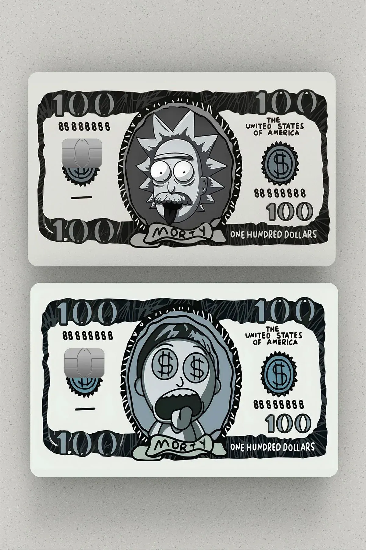 Rick and Morty Dollar  Kart Kaplama Etiketi