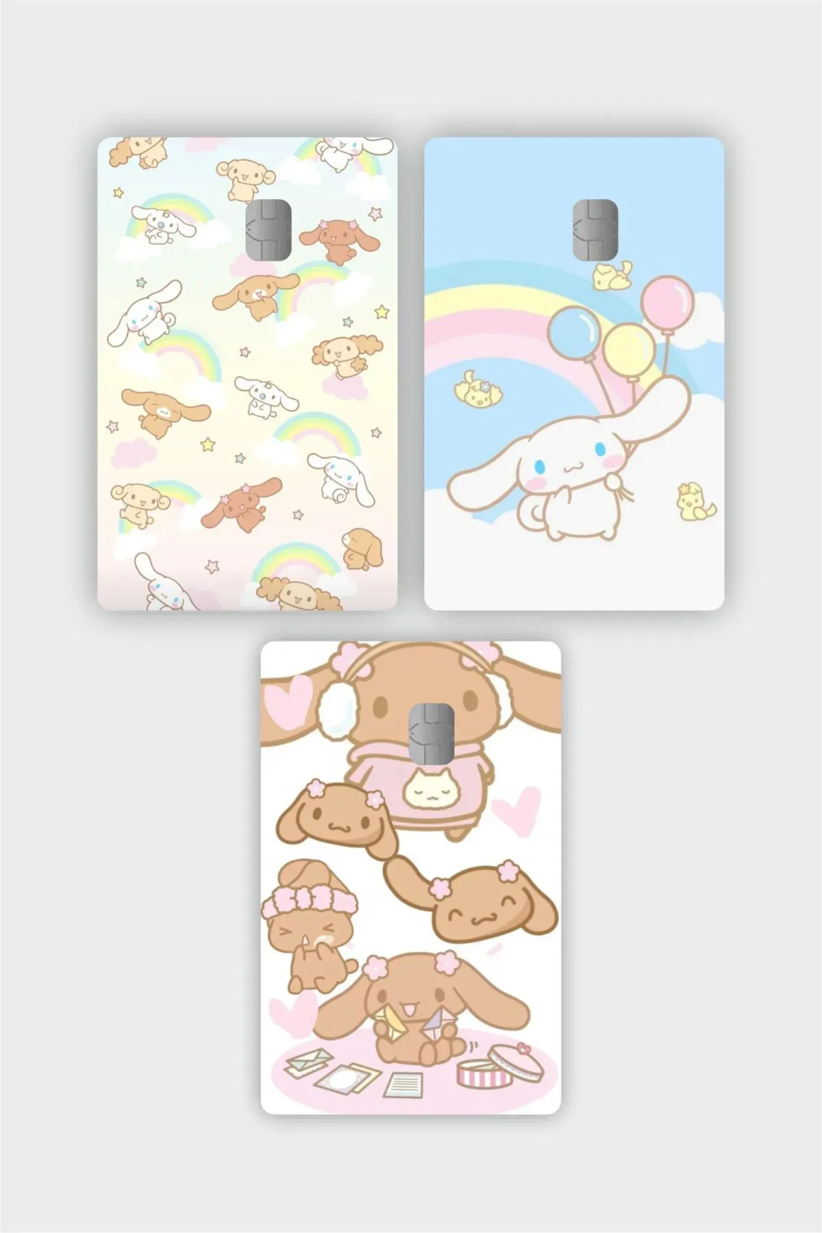 Cinnamoroll ve Sanrio Mocha 3'lü  Kart Kaplama Etiketi