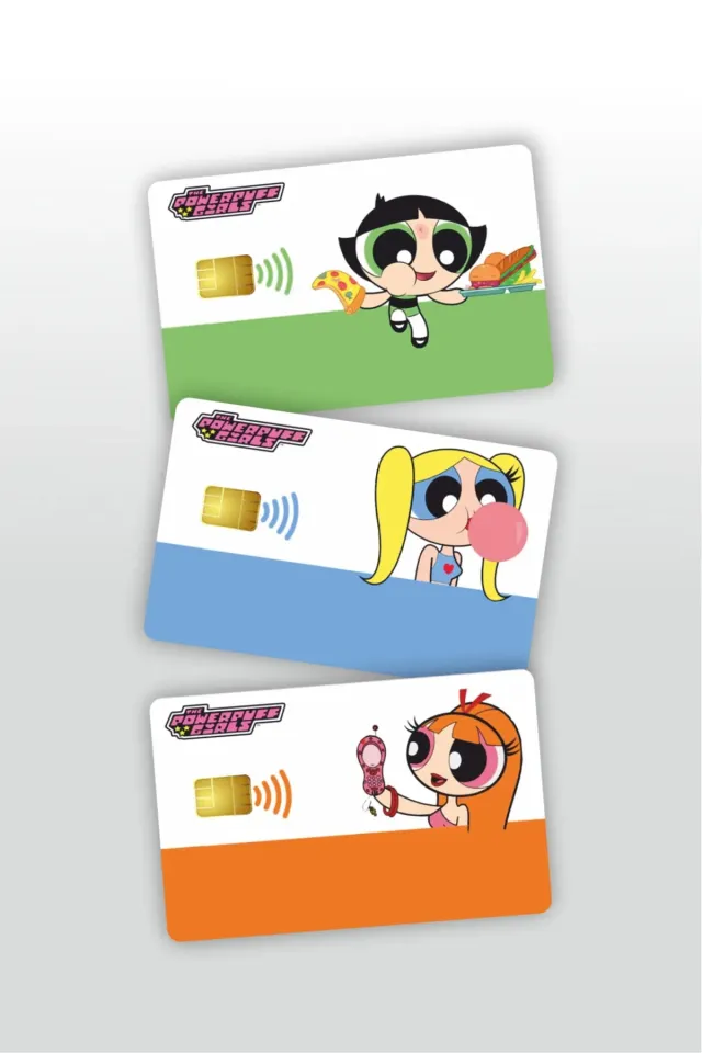 3'lü Powerpuff Girls Kart Kaplama Etiketi