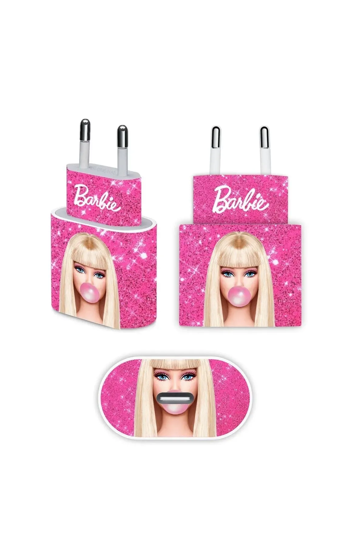 Iphone 20w Uyumlu Barbie Sakızlı Baskılı Full Kaplama Şarj Etiketi
