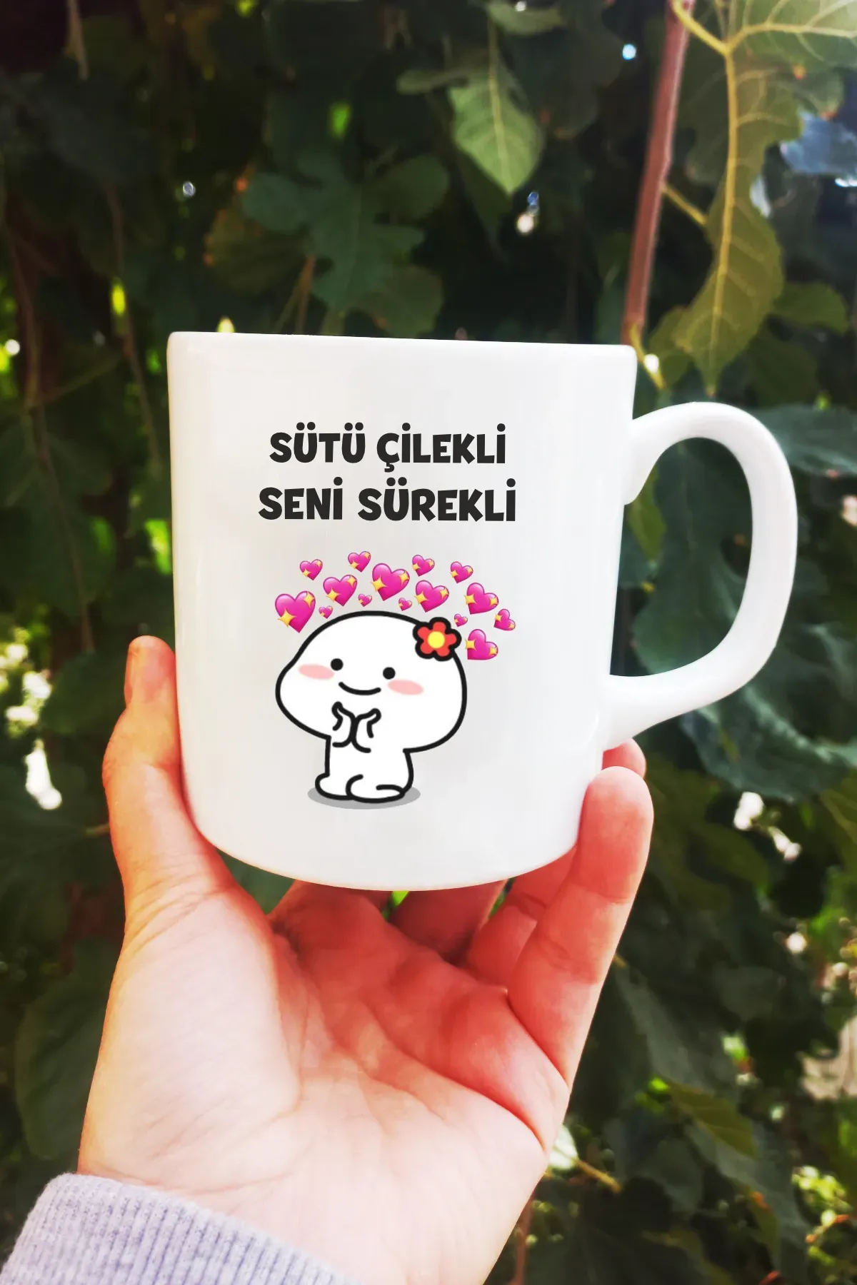 Sütü Çilekli Seni Sürekli Kupa Bardak