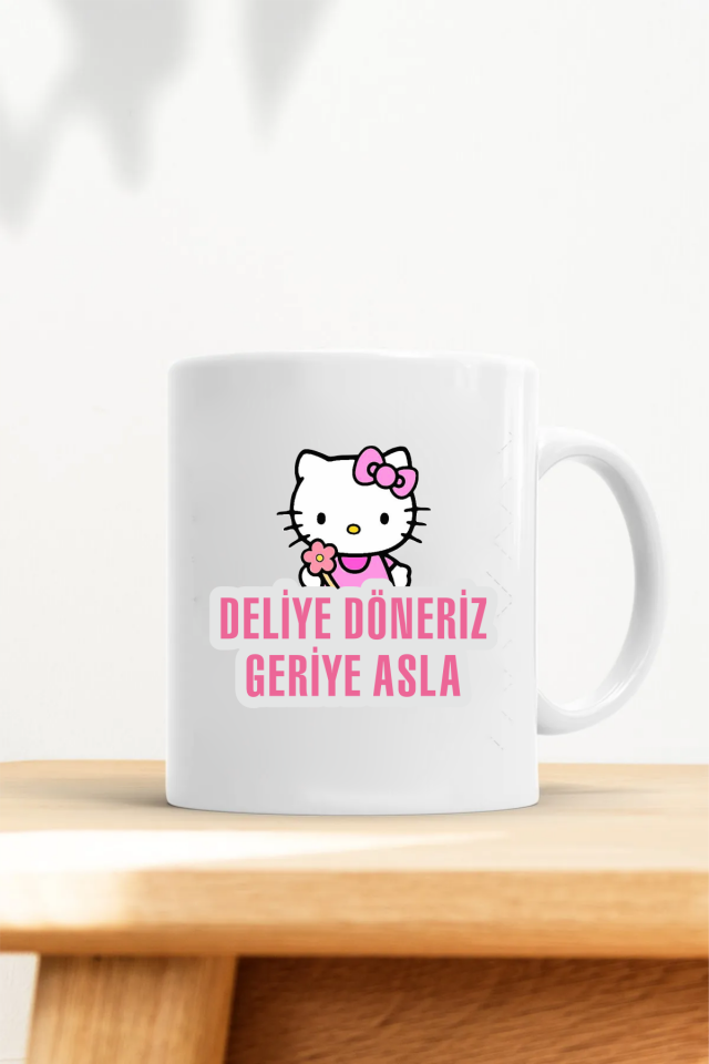 Beyaz Kupa Hello Kitty - Deliye Döneriz Geriye Asla