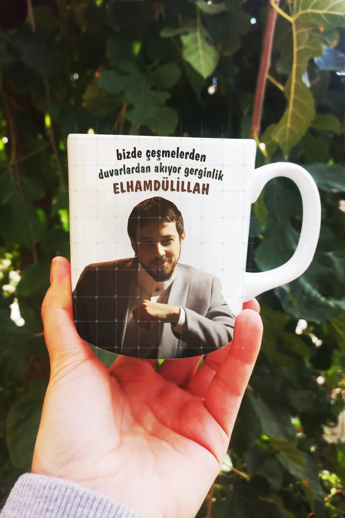 Elhamdülillah Cüneyd Efendi Baskılı Porselen Kupa Bardak