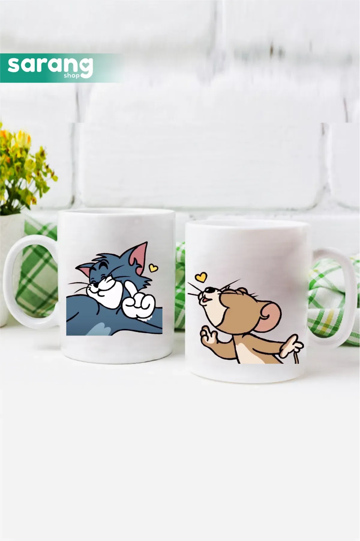 Çiftlere Özel Tom And Jerry Kiss Baskılı Kupa Bardak