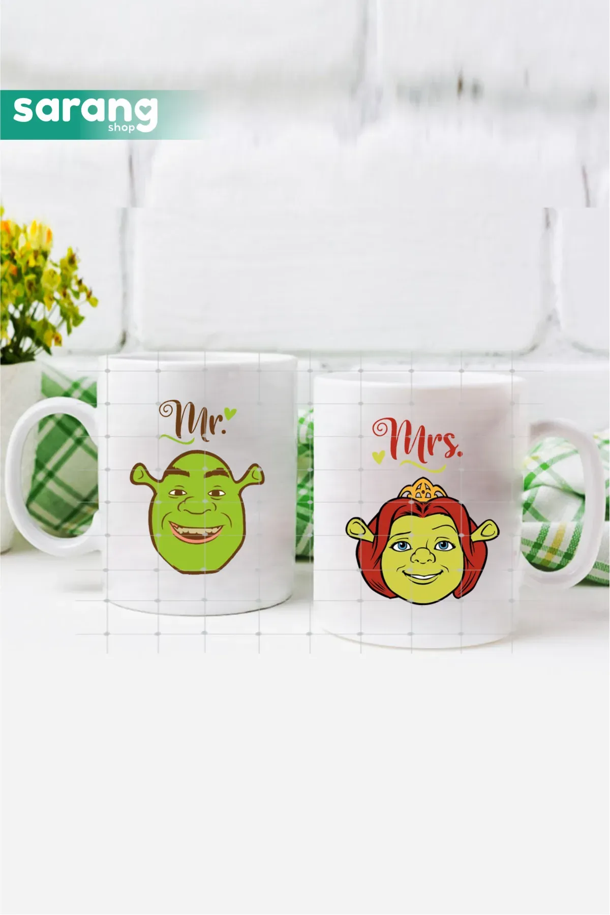 Shrek & Fiona - Mr & Mrs Çiftlere Özel Kupa Bardak
