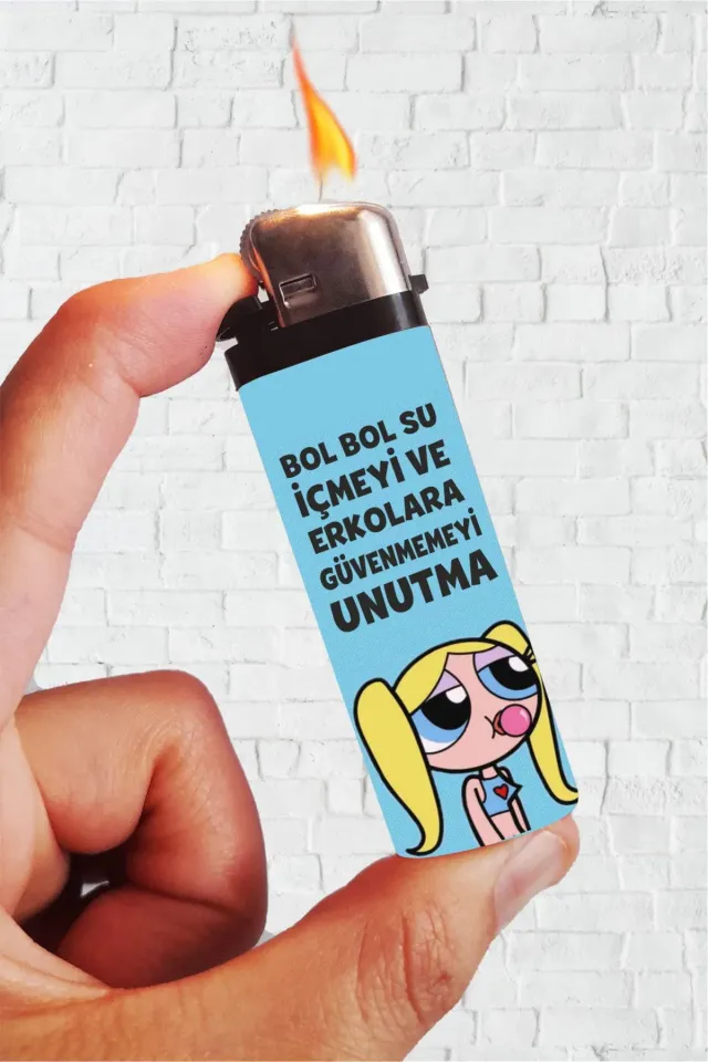 Erkolara Güvenme Mavi Bubbles Full Kaplamalı Çakmak