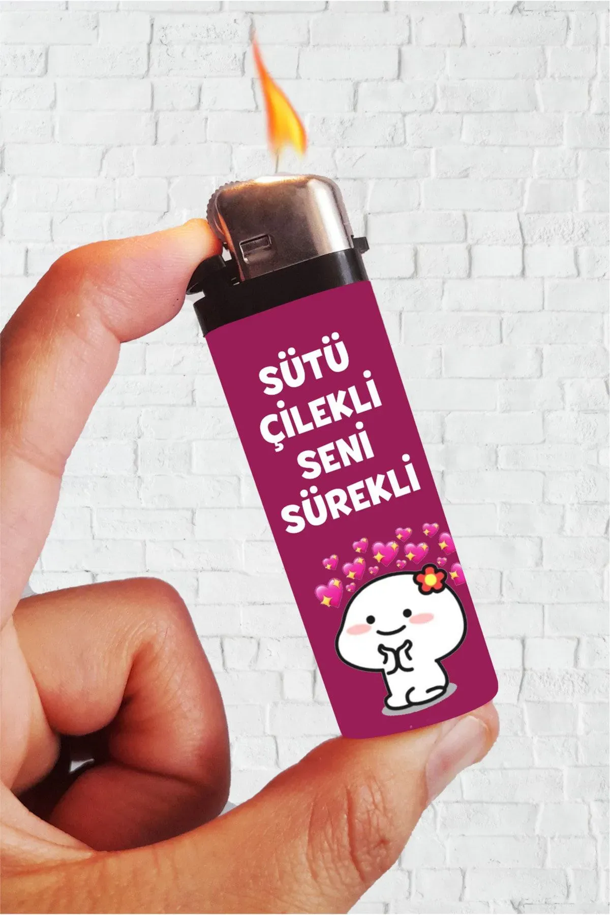 Sütü Çilekli Seni Sürekli Full Kaplamalı Çakmak