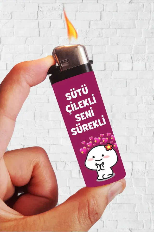 Sütü Çilekli Seni Sürekli Full Kaplamalı Çakmak