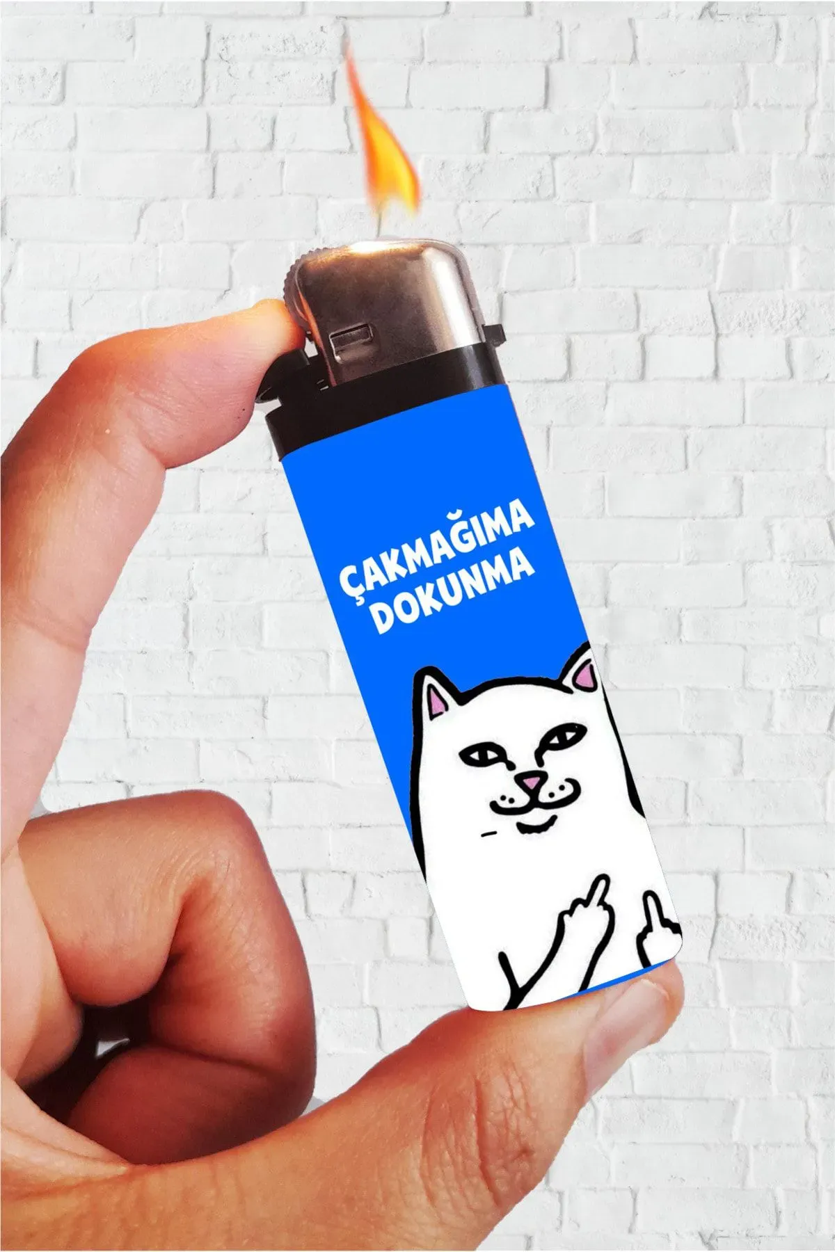 Mavi Kedi Çakmağıma Dokunma Full Kaplamalı Çakmak