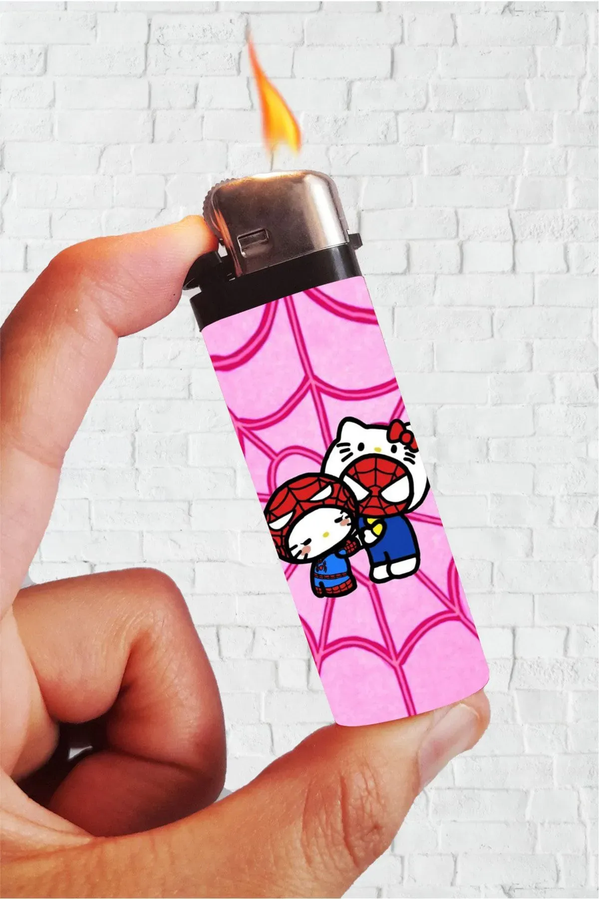 Love Hello Kitty Ve Spiderman Full Kaplamalı Çakmak