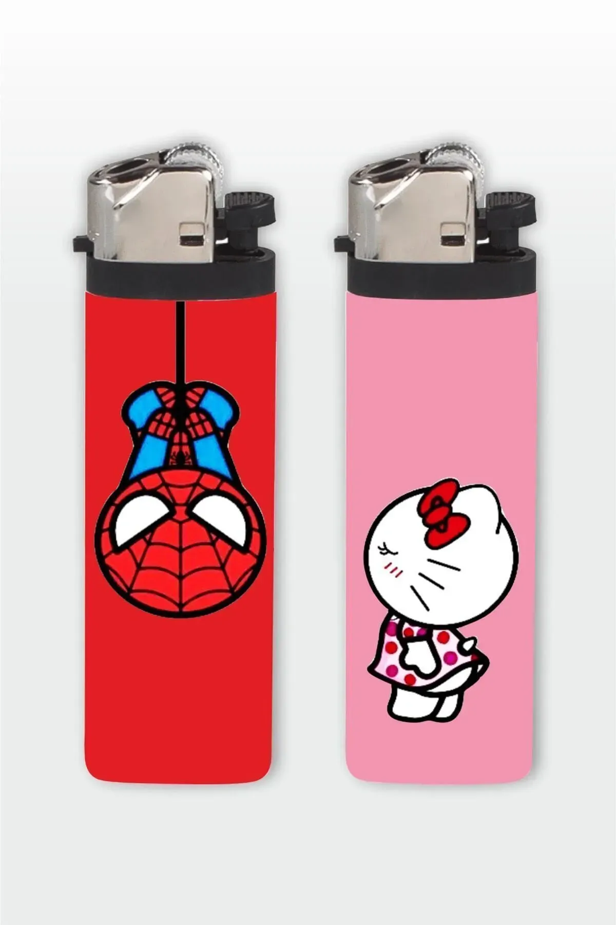 2'li Spiderman Ve Hello Kitty Full Kaplamalı Çakmak