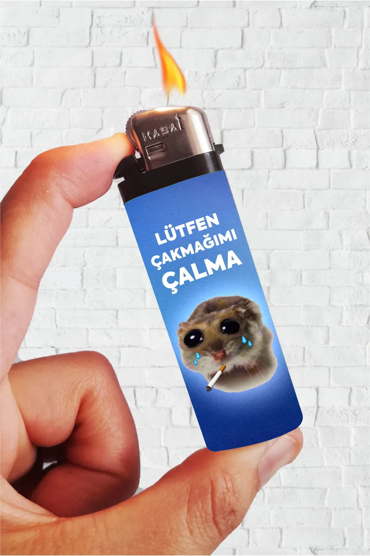 Mavi Üzgün Hamster Çakmağımı Çalma Full Kaplamalı Çakmak