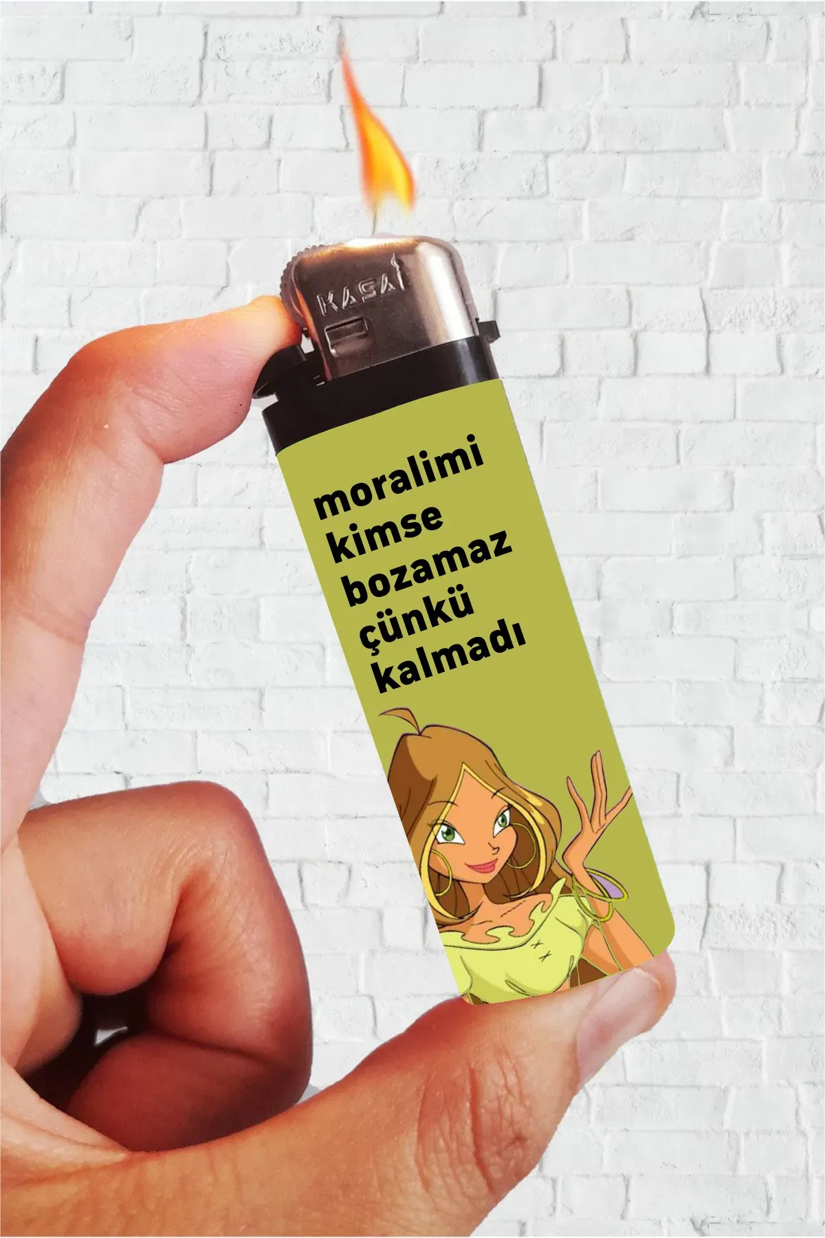 Moralimi Kimse Bozamaz Winx Flora Kaplamalı Çakmak