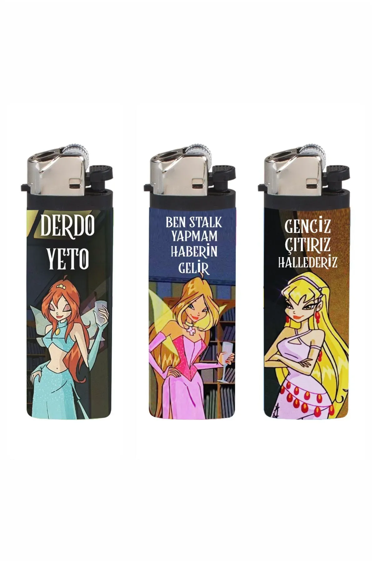 3 Adet Winx Club Girls Kaplamalı Çakmak