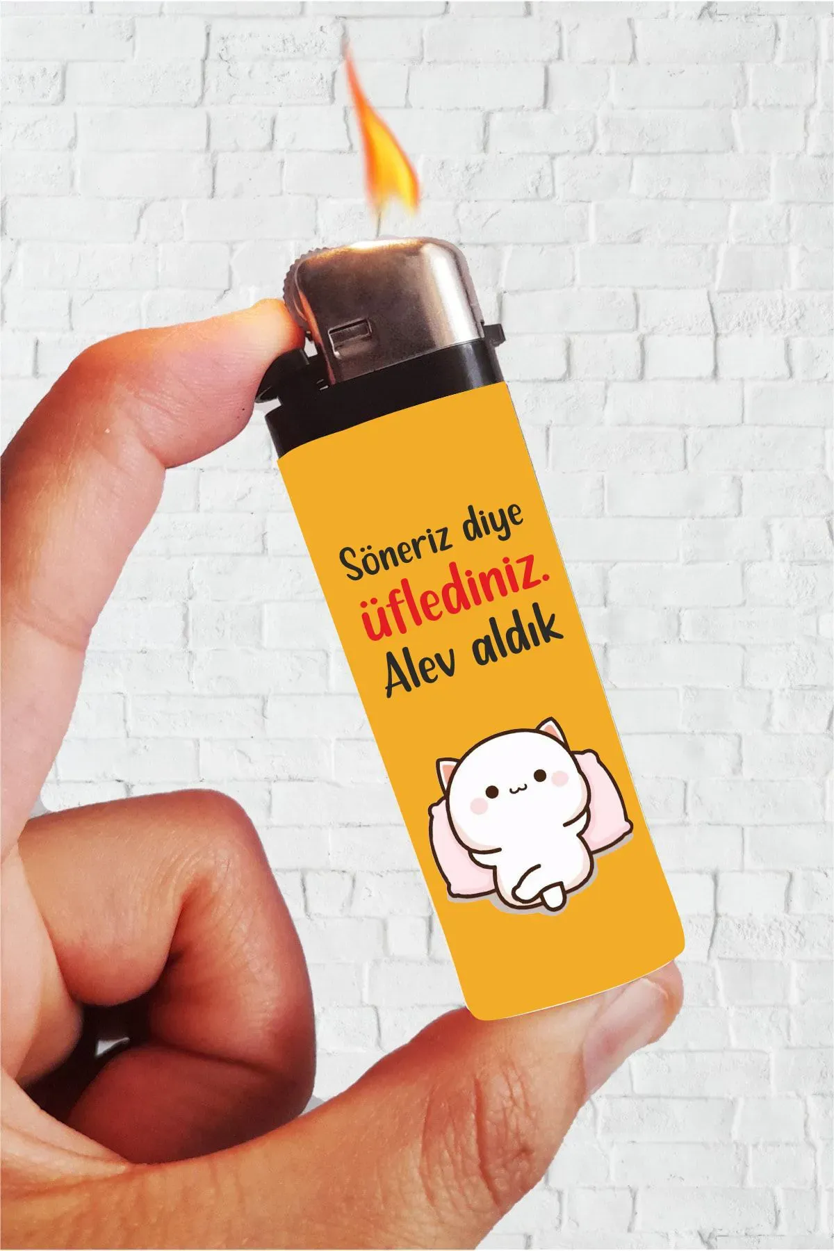 Söneriz Diye Üflediniz Alev Aldık Full Kaplamalı Çakmak