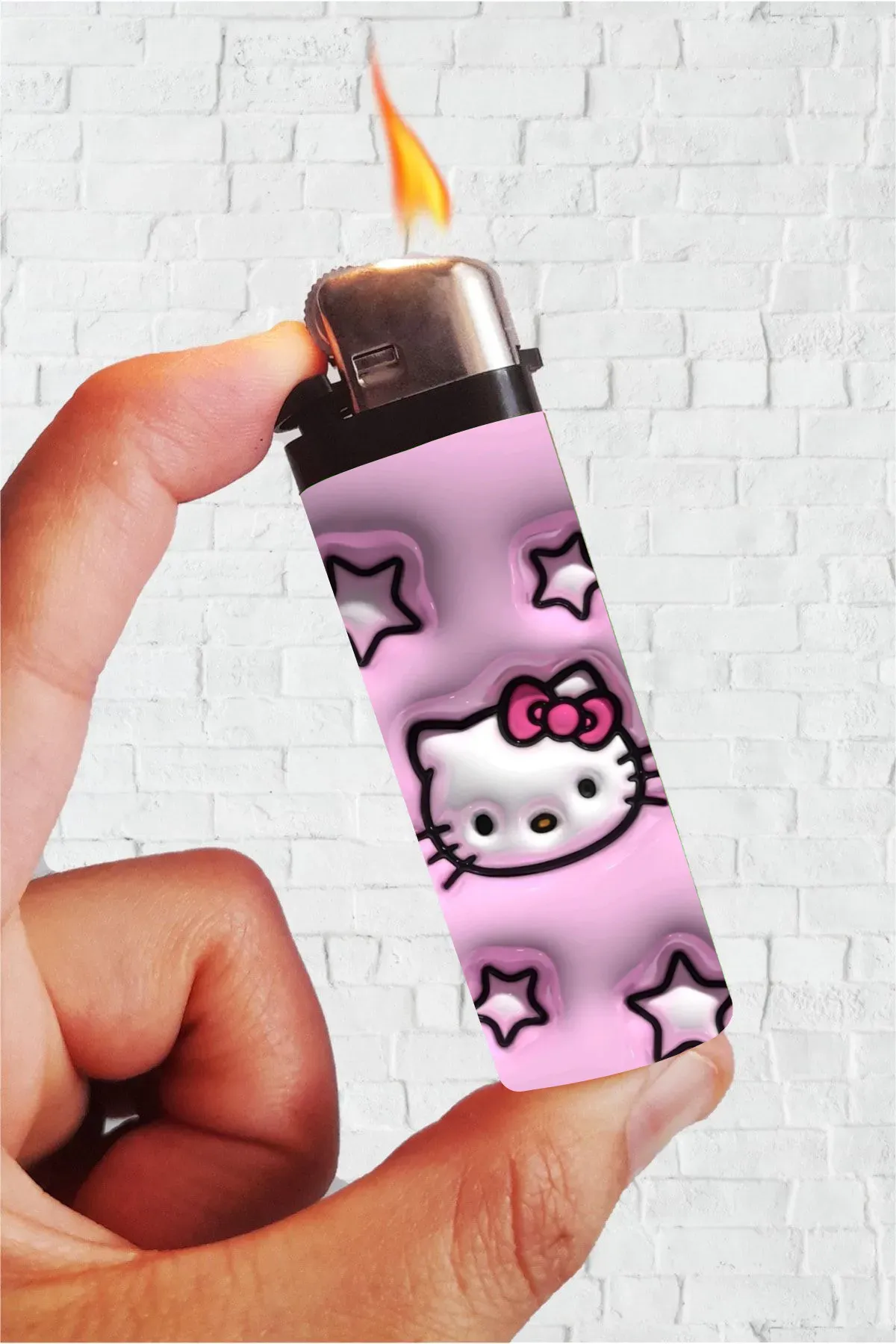 3D Hello Kitty Pink Full Kaplamalı Çakmak