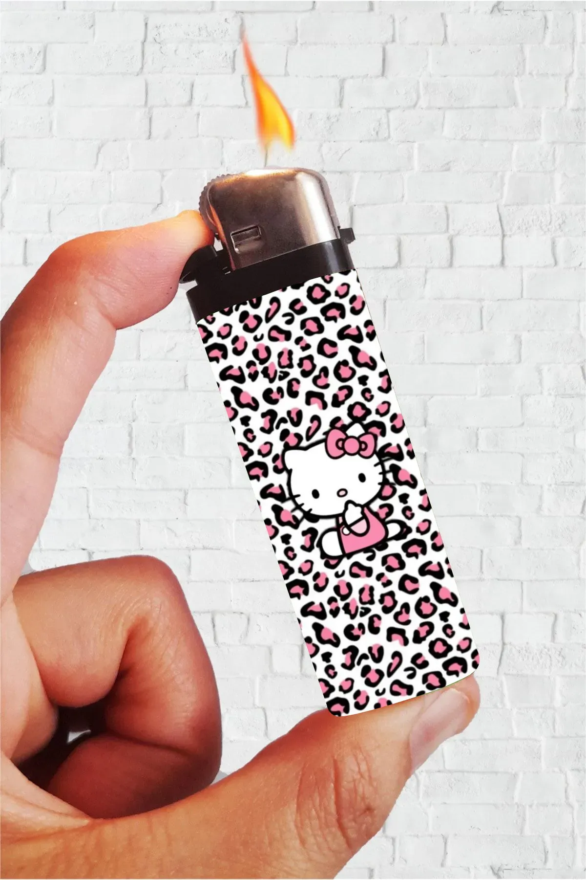 Pembe Leopar Hello Kitty Full Kaplamalı Çakmak