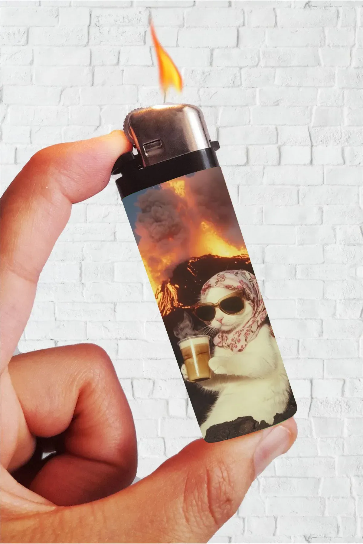 Fire Cool Kedi Full Kaplamalı Çakmak