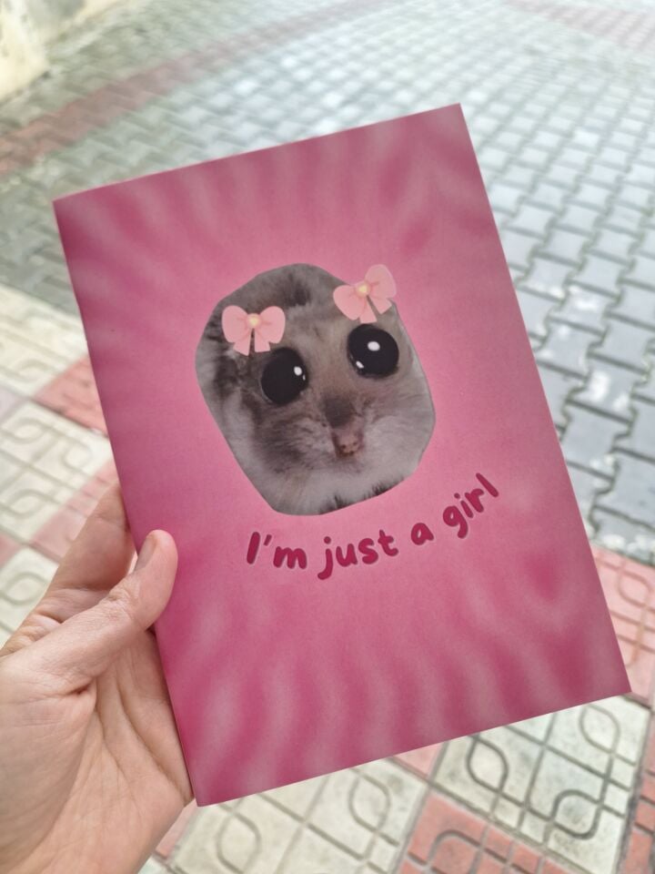 A5 Im Just A Girl Üzgün Hamster Baskılı Defter