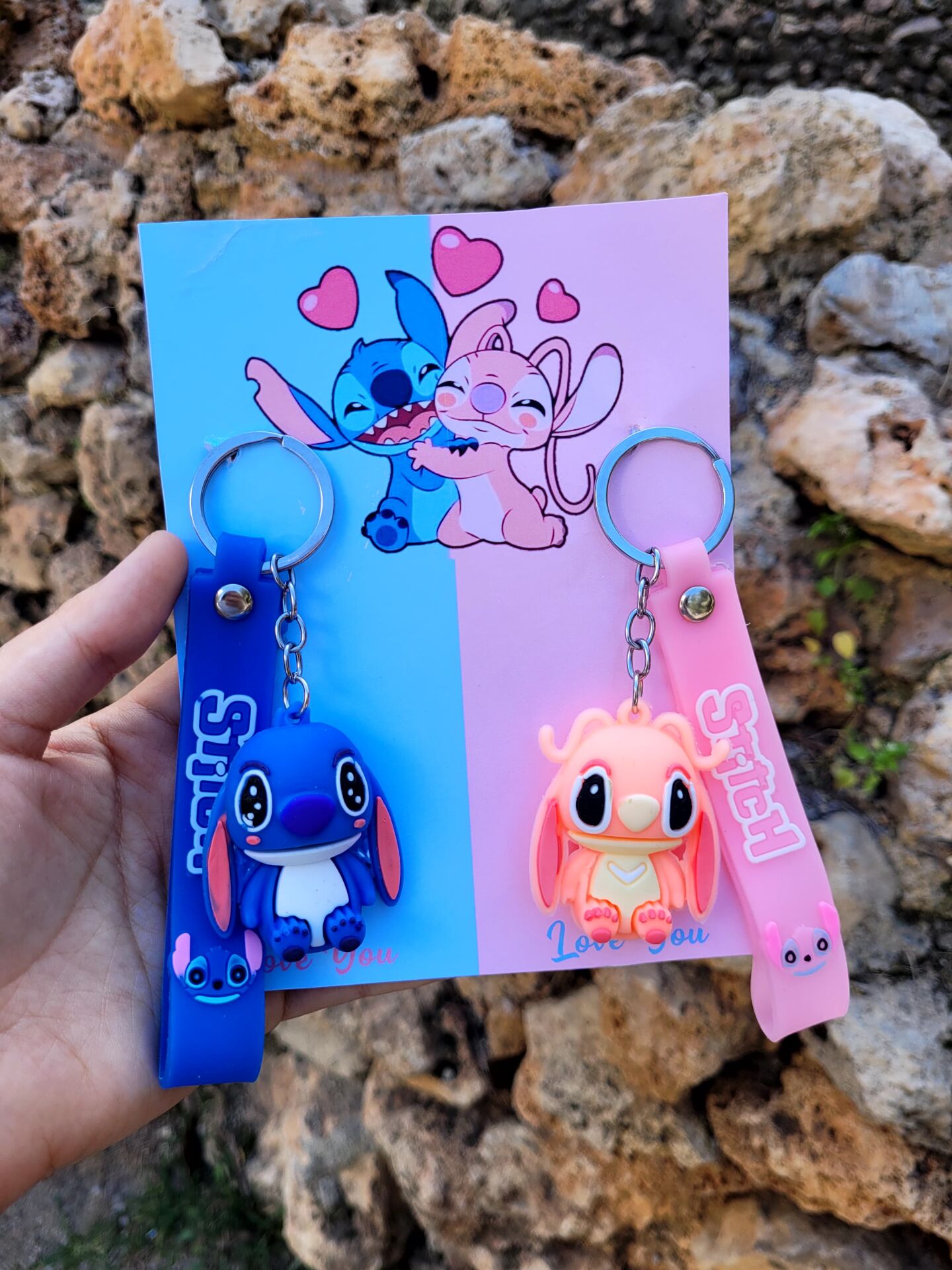Stitch Love Özel Ambalajlı 2'li D3 Anahtarlık Seti