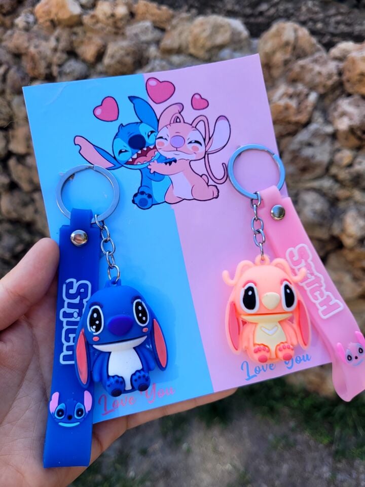 Stitch Love Özel Ambalajlı 2'li D3 Anahtarlık Seti