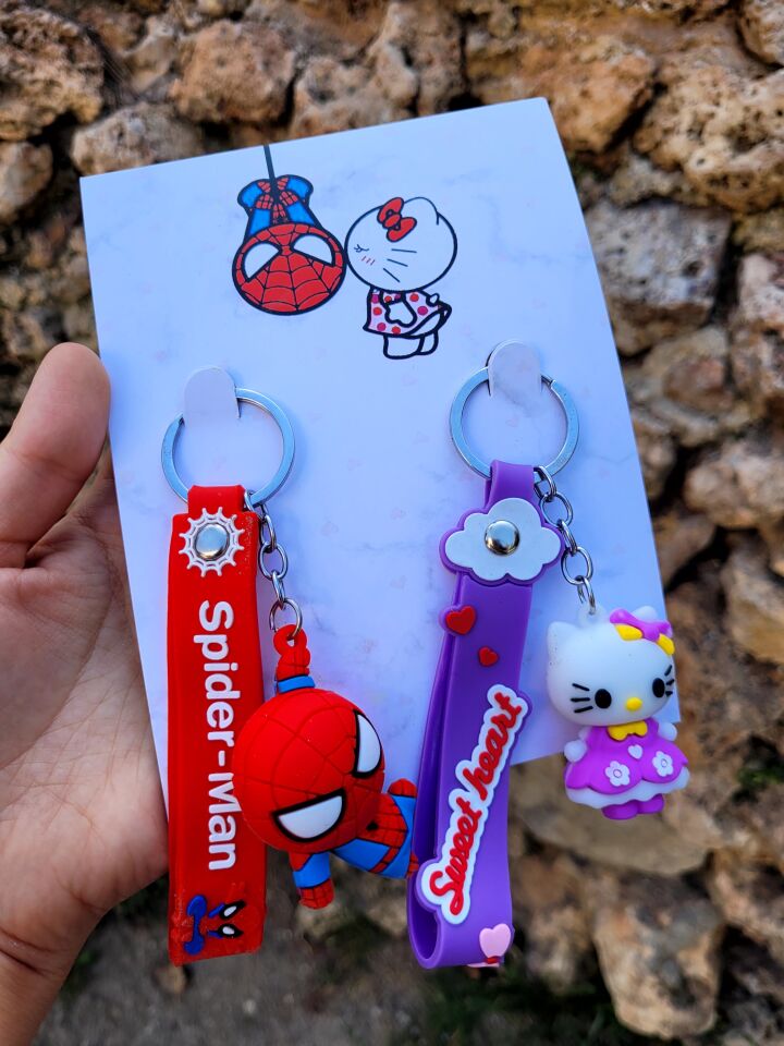 Hello Kitty & Spiderman 2'li D3 Anahtarlık Seti