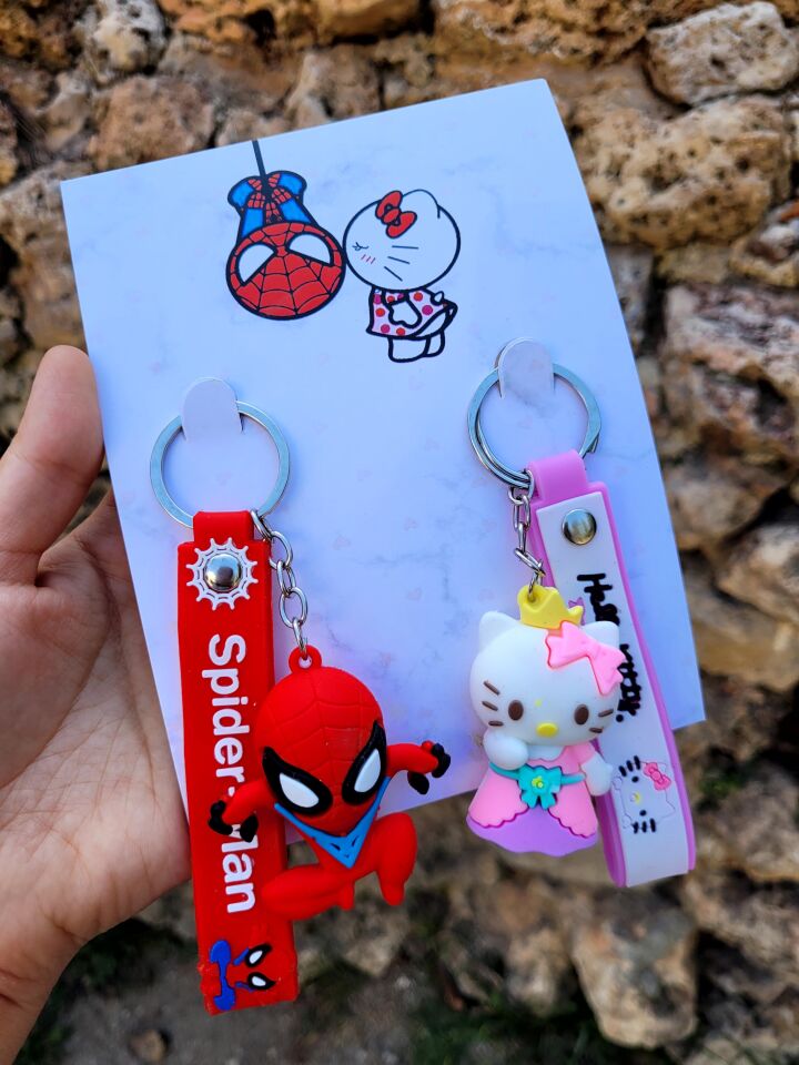 Hello Kitty & Spiderman 2'li D3 Anahtarlık Seti
