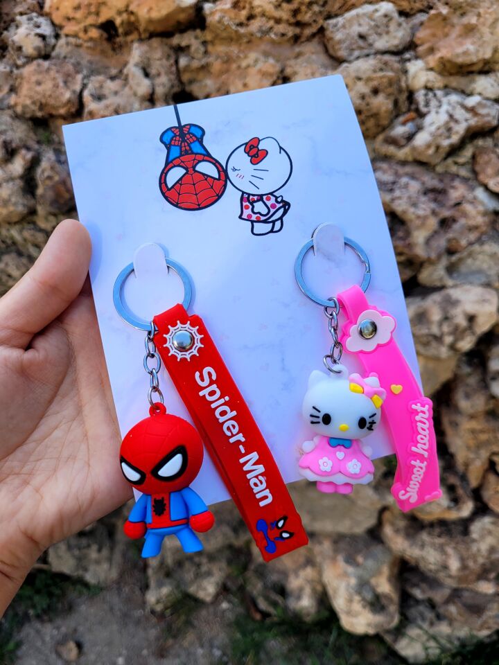 Hello Kitty & Spiderman 2'li D3 Anahtarlık Seti