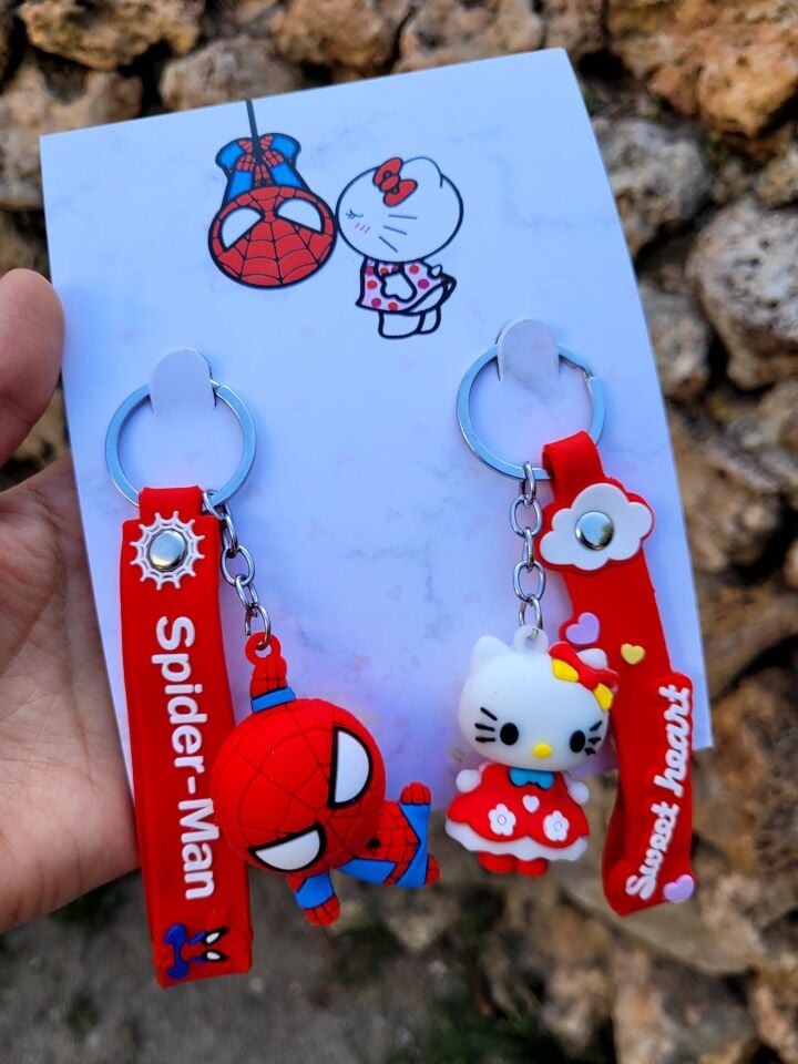 Hello Kitty & Spiderman 2'li D3 Anahtarlık Seti